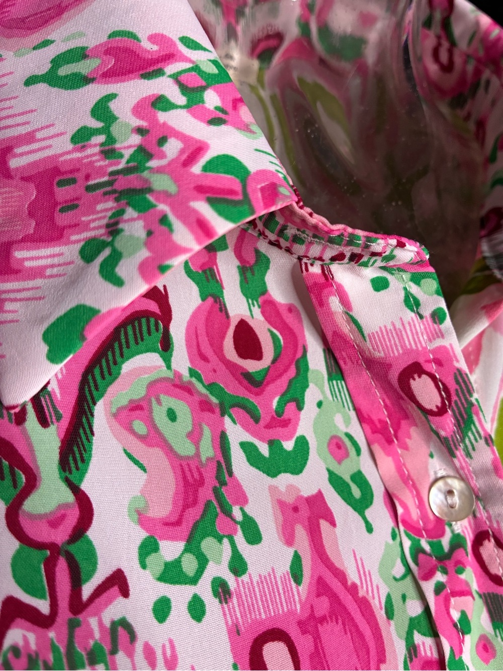 entro Pink & Green Mixed-Print Button Down Shirt - Picture 7 of 10